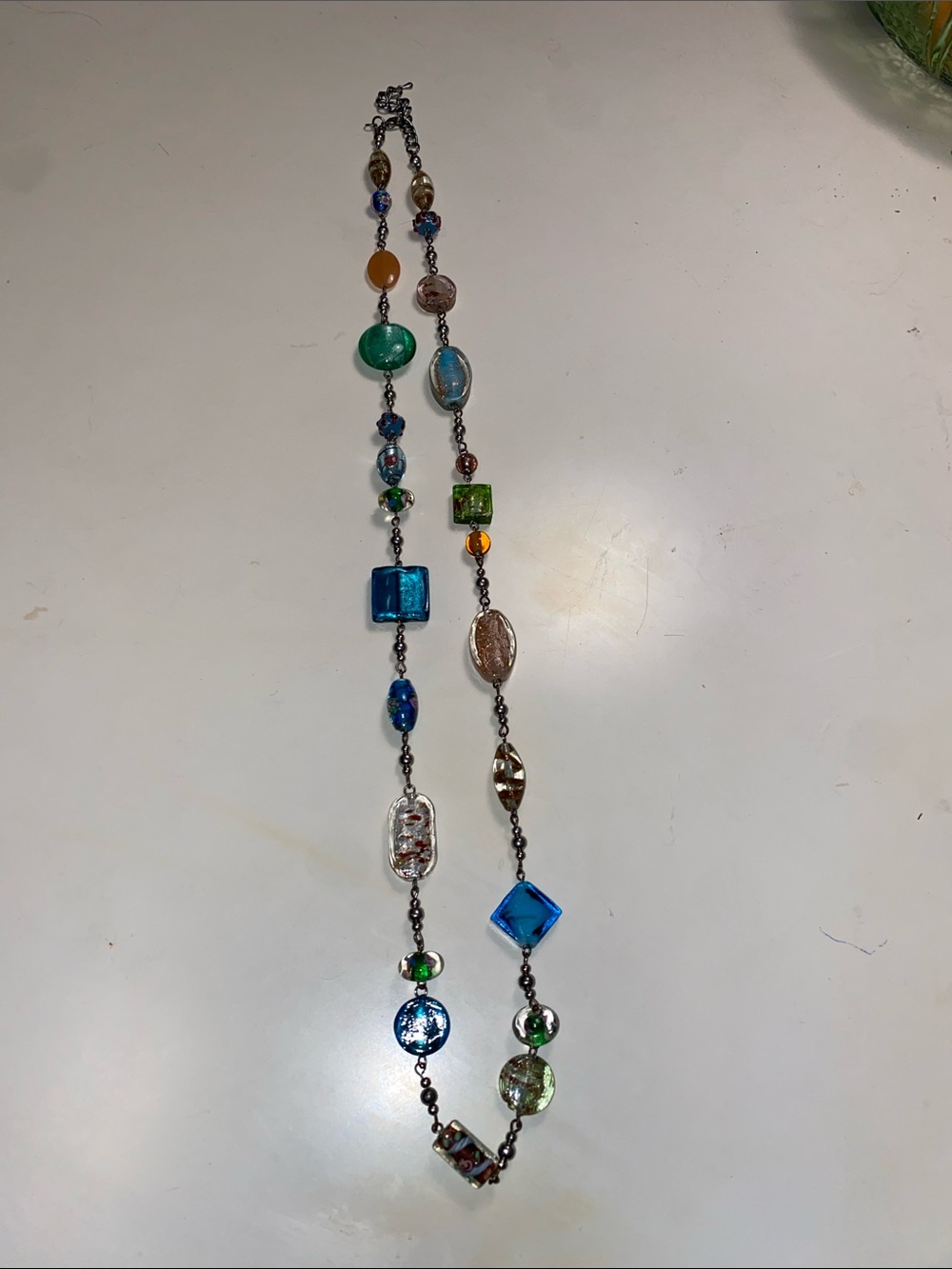 California Costumes Multicolor Glass Bead Necklace - Blue, Green, Amber, Clear